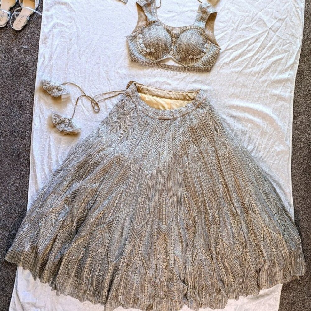 Fancy white and tan lehenga/2 piece set